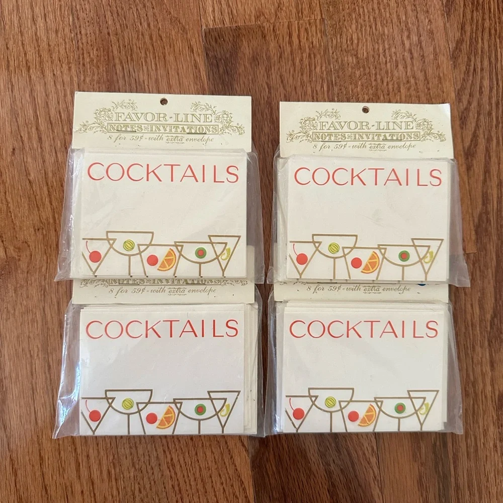 New Vtg 8x4 (32 of COCKTAILS Cards) with extra envelopes